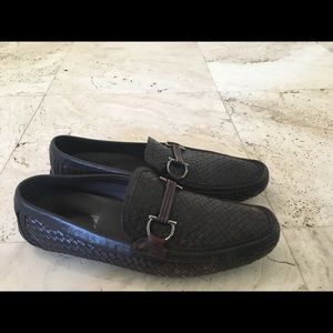 Salvatore Ferragamo Driver Brown Woven Loafer